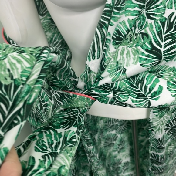 Nordstrom Room Service Green Palm Print Silky Open Robe L/XL - Picture 5 of 7